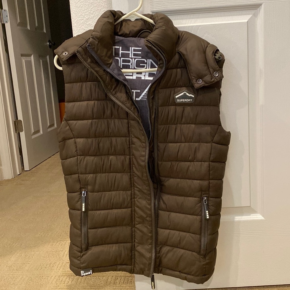 SuperDry olive hooded vest - Medium - The Original - Fuji JKT - Mountain Goods -